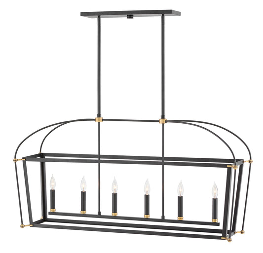 Selby Medium Six Light Open Frame Linear In Black Finish