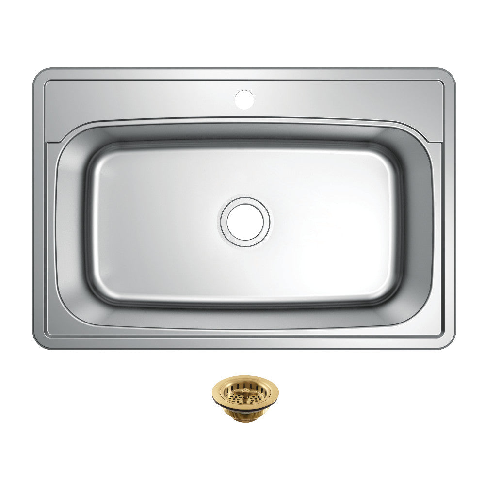 Studio 33.0625 Inch Drop-In Kitchen Sink in Brushed Brass