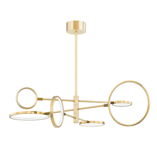 Saturn Chandelier with Aged Brass Finish