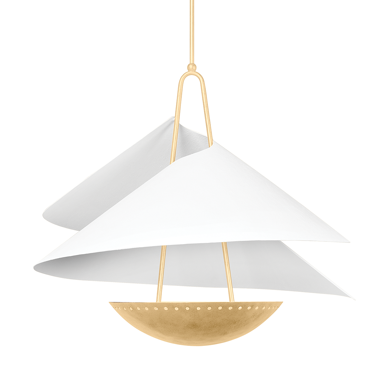 Carini Pendant In VINTAGE GOLD LEAF/GESSO WHITE Finish