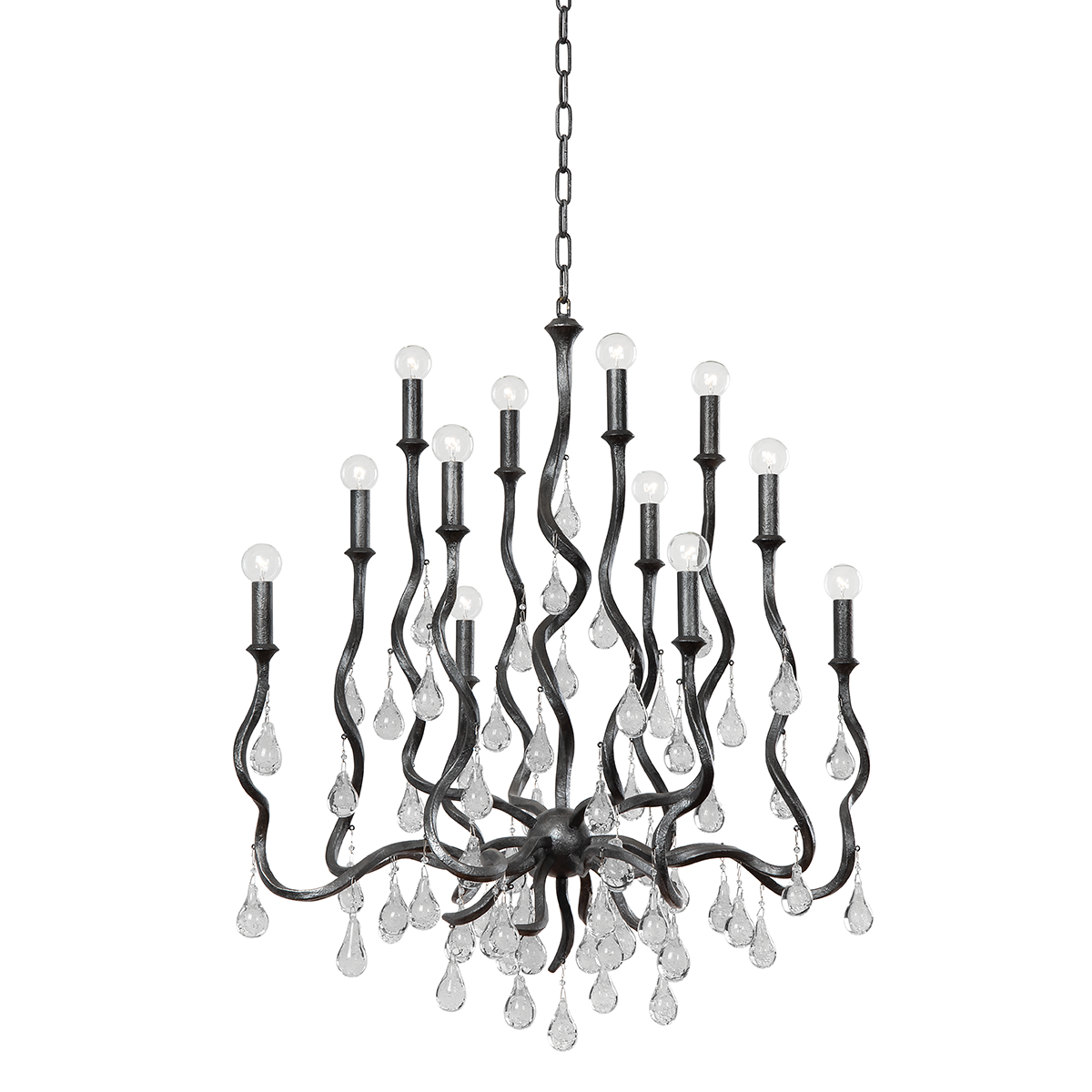 Aveline Chandelier In Blackened Silver Leaf Finish