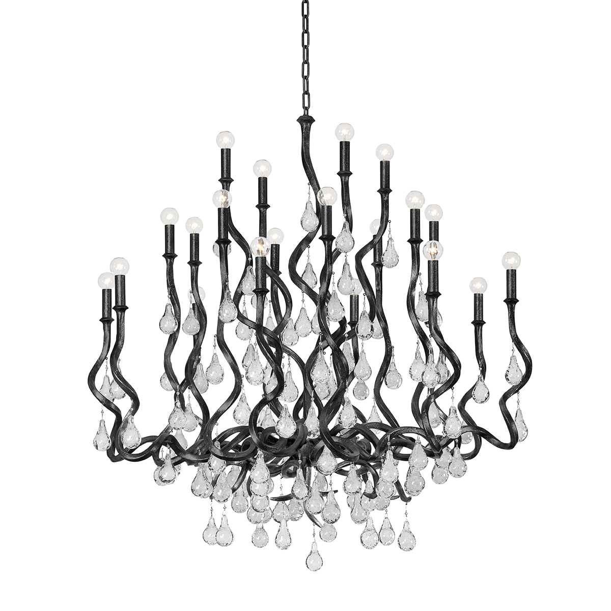 Aveline Chandelier In Black Silver Leaf Finish