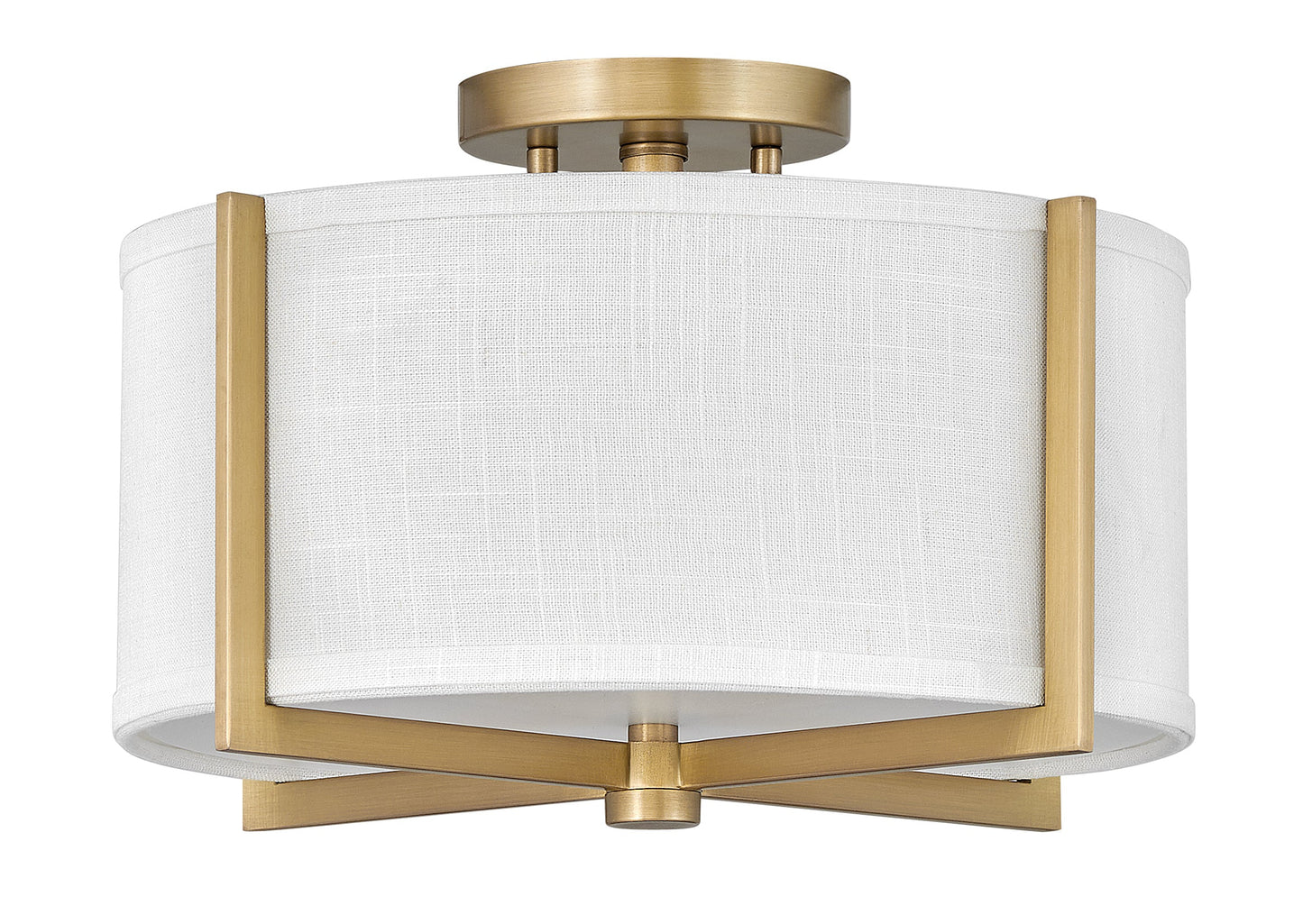 Axis Off White Medium Semi-Flush Mount In Light Brass Finish