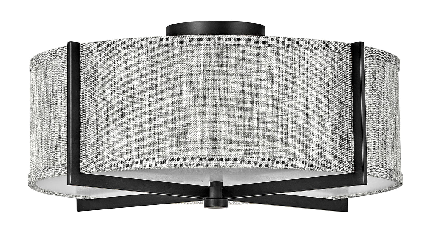 Axis Heathered Gray Medium Semi-flush Mount In Black Finish