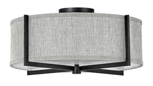Axis Heathered Gray Medium Semi-flush Mount In Black Finish