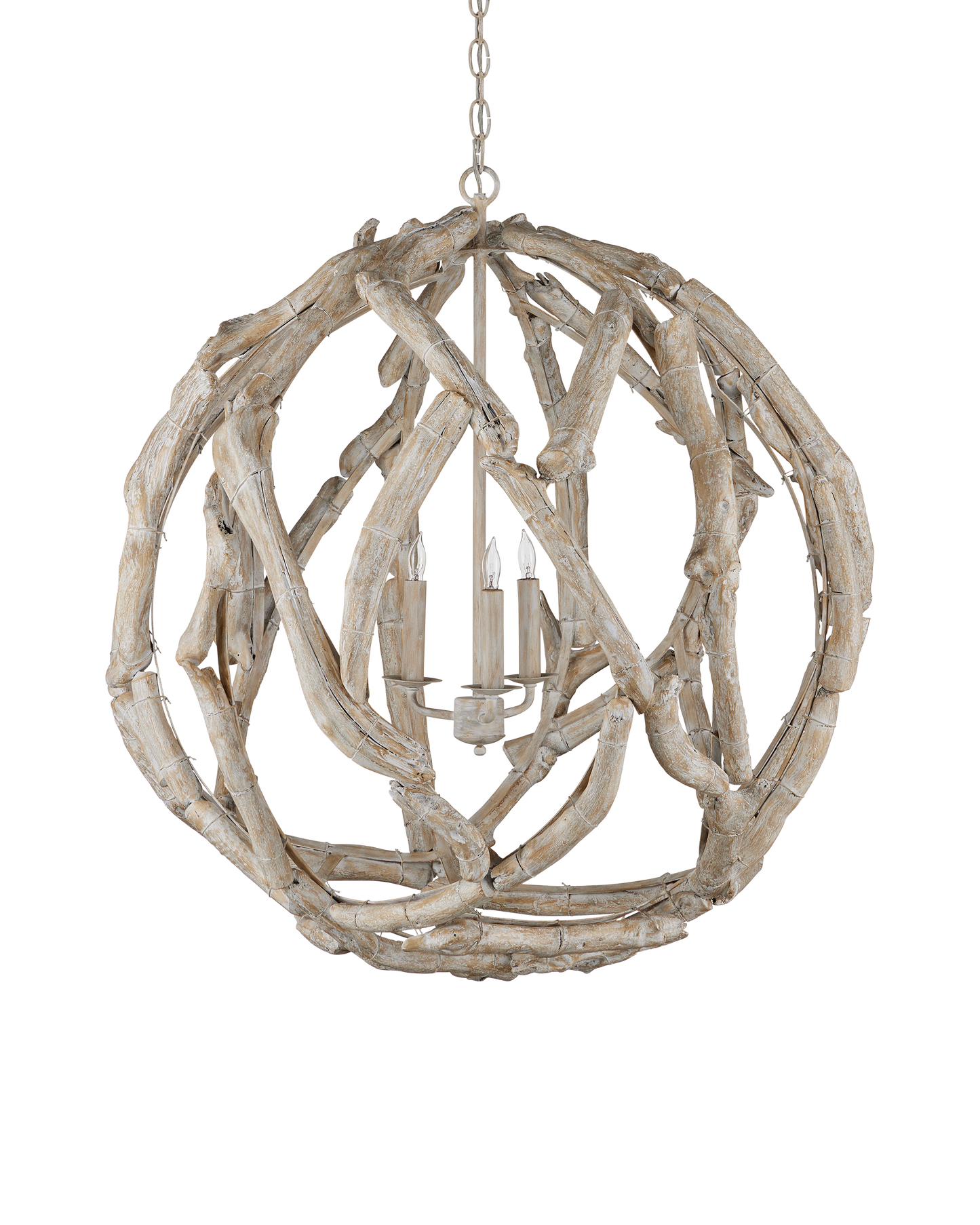 Driftwood Whitewash Orb Chandelier