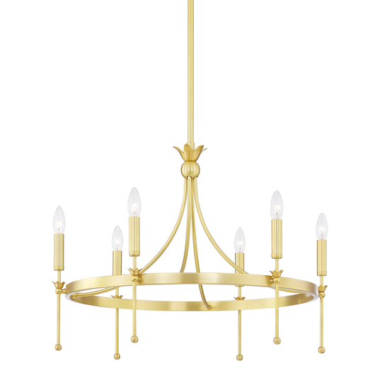 Gates Chandelier with Aged Brass Finish