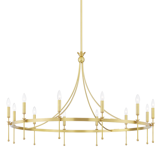 Gates Chandelier with Aged Brass Finish