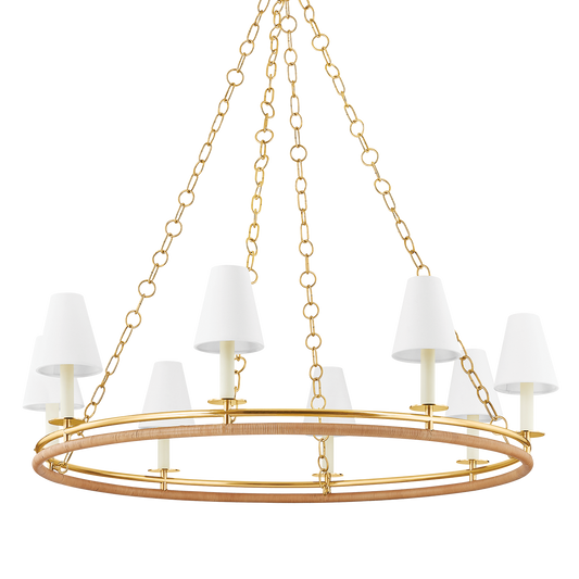 SWANTON CHANDELIER with AGED BRASS Finish