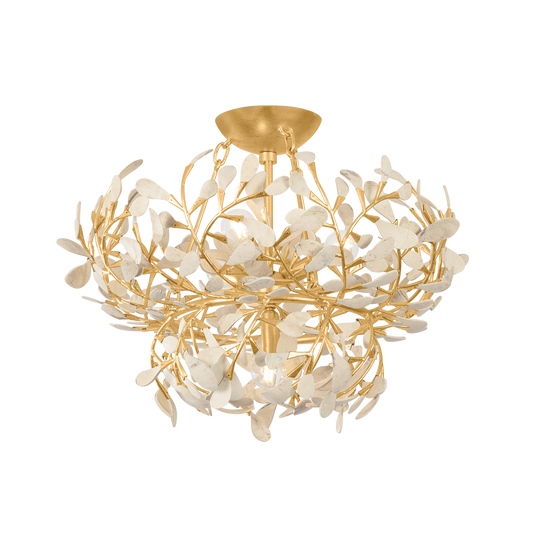 MAYBROOK Semi Flush with VINTAGE GOLD LEAF Finish