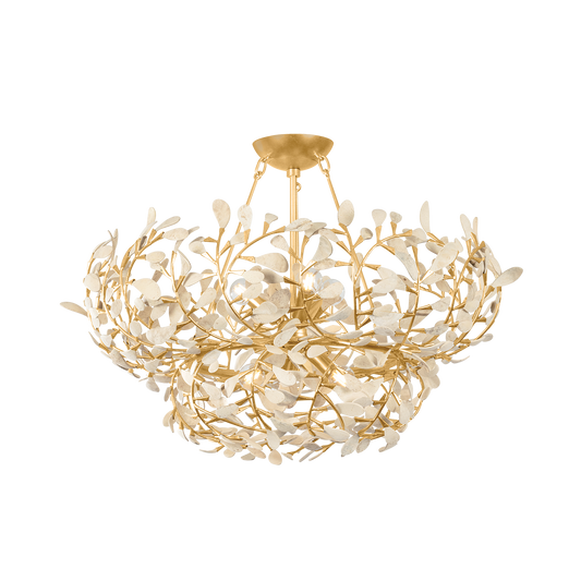 MAYBROOK Chandelier with VINTAGE GOLD LEAF Finish