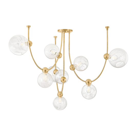 ASTRAIA Chandelier In Vintage Brass Finish