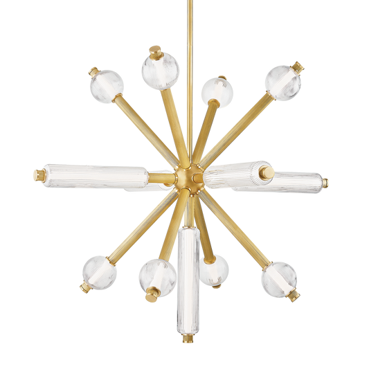 ATOM Chandelier In Vintage Brass Finish