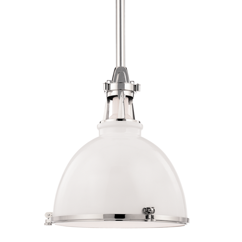 Massena Pendant with White/polished Nickel Combo Finish