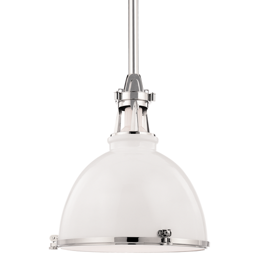 Massena Pendant with White/polished Nickel Combo Finish