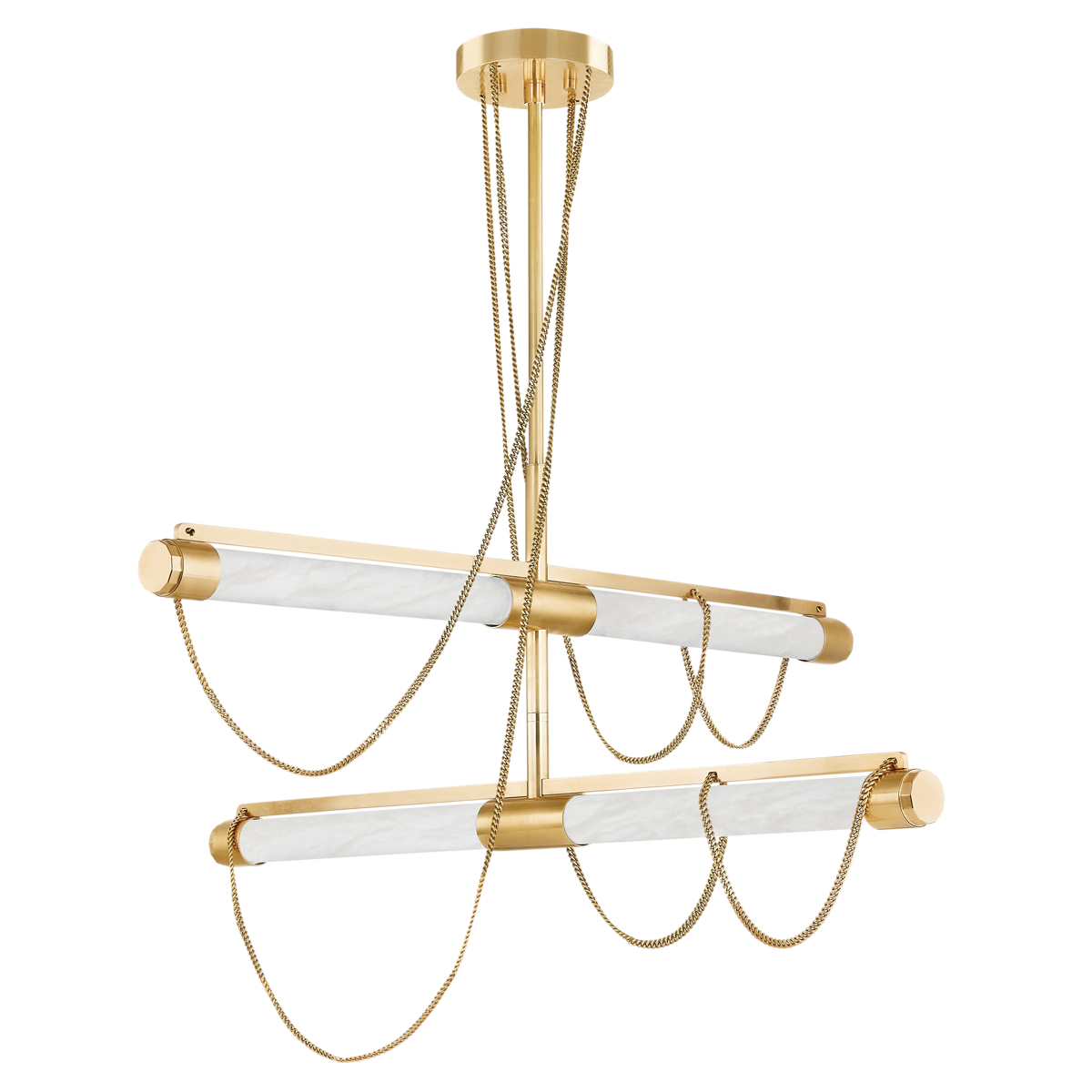 LARIAT Chandelier In Vintage Brass Finish
