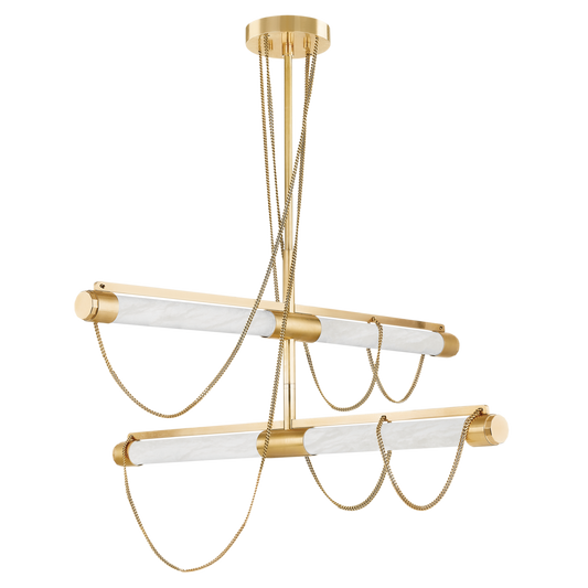LARIAT Chandelier In Vintage Brass Finish
