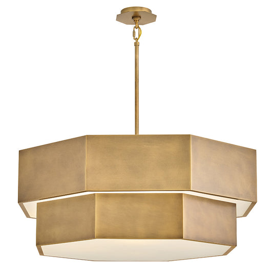 Facet Medium Convertible Chandelier In Light Brass Finish