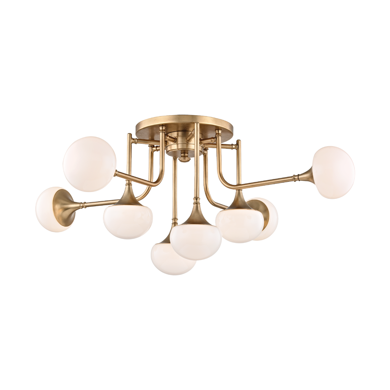 Fleming Semi Flush with Aged Brass Finish