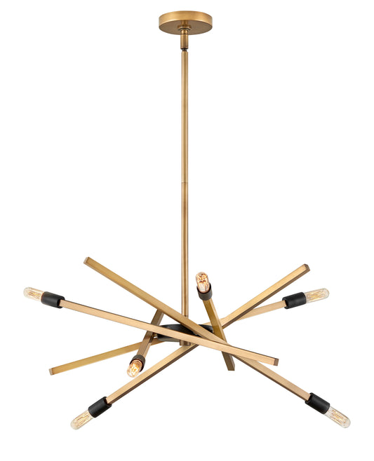 Archer Medium Adjustable Single Tier Chandelier In Light Brass Finish