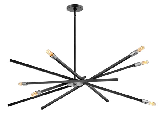 Archer Large Adjustable Single Tier Chandelier In Black Finish