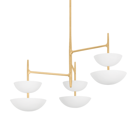 EVANDER Chandelier In VINTAGE GOLD LEAF/GESSO WHITE Finish