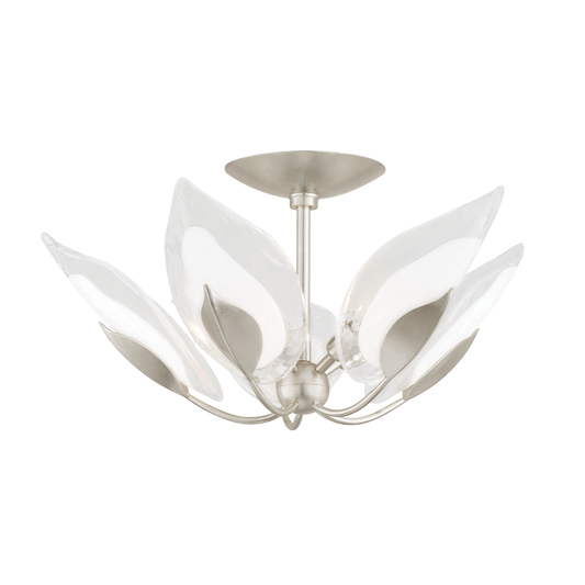 Blossom Semi Flush with Silver Leaf Finish