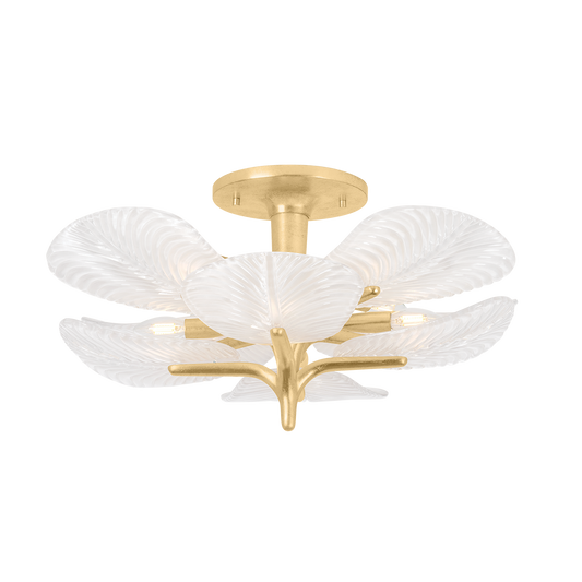 KAMAL Semi Flush In Vintage Gold Leaf Finish