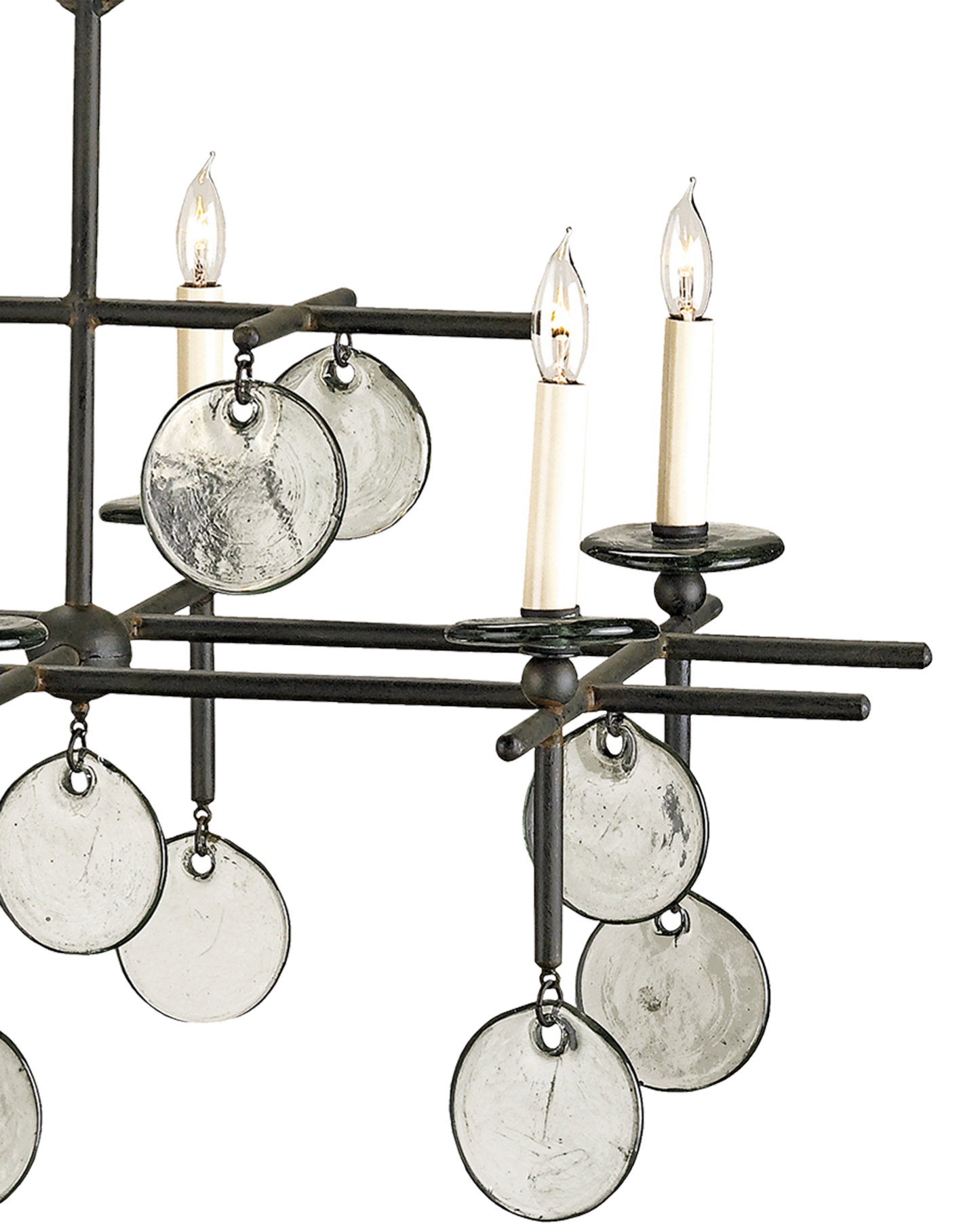Sethos Black Recycled Glass Rectangular Chandelier