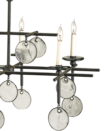 Sethos Black Recycled Glass Rectangular Chandelier