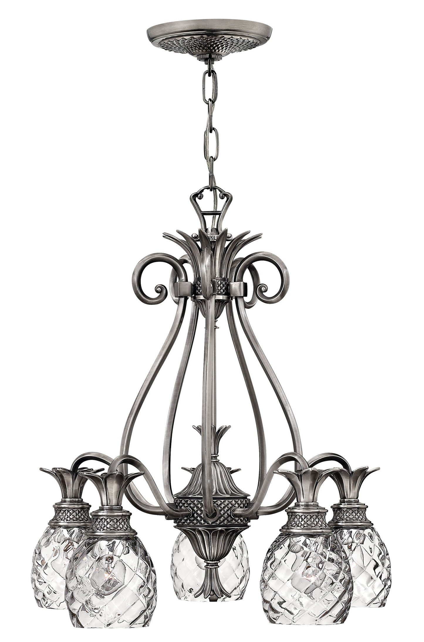 Plantation Small Single Tier Chandelier In Brushed Nickel Finish