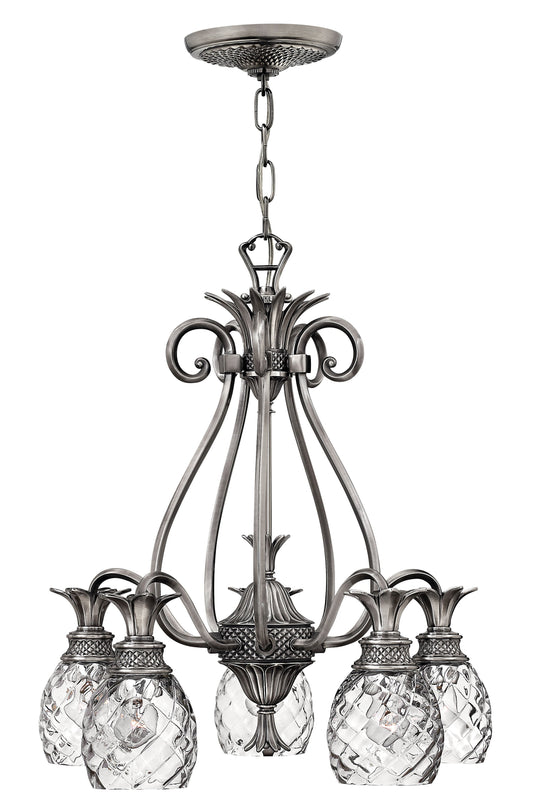 Plantation Small Single Tier Chandelier In Brushed Nickel Finish