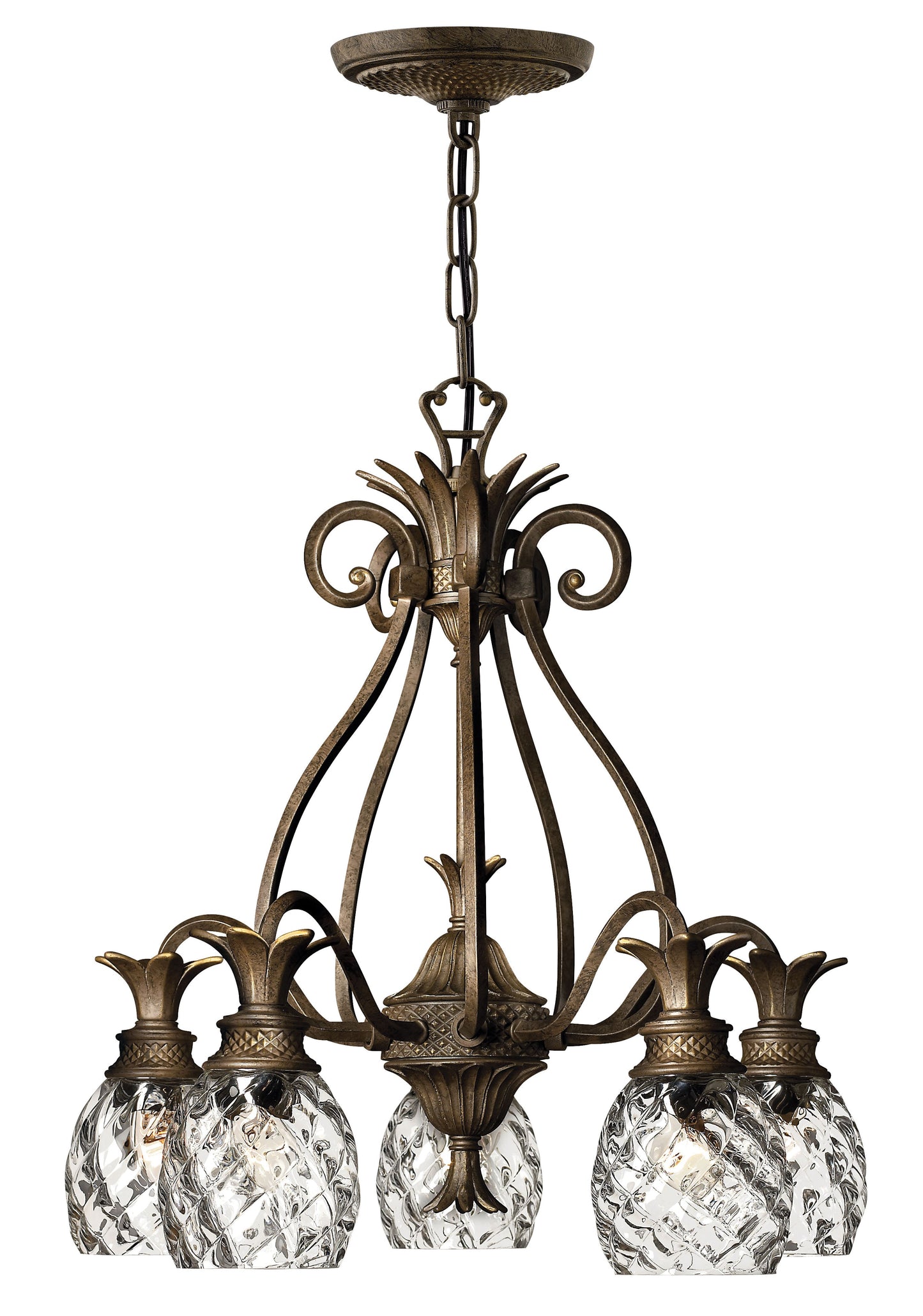 Plantation Small Single Tier Chandelier In Light Bronze Finish