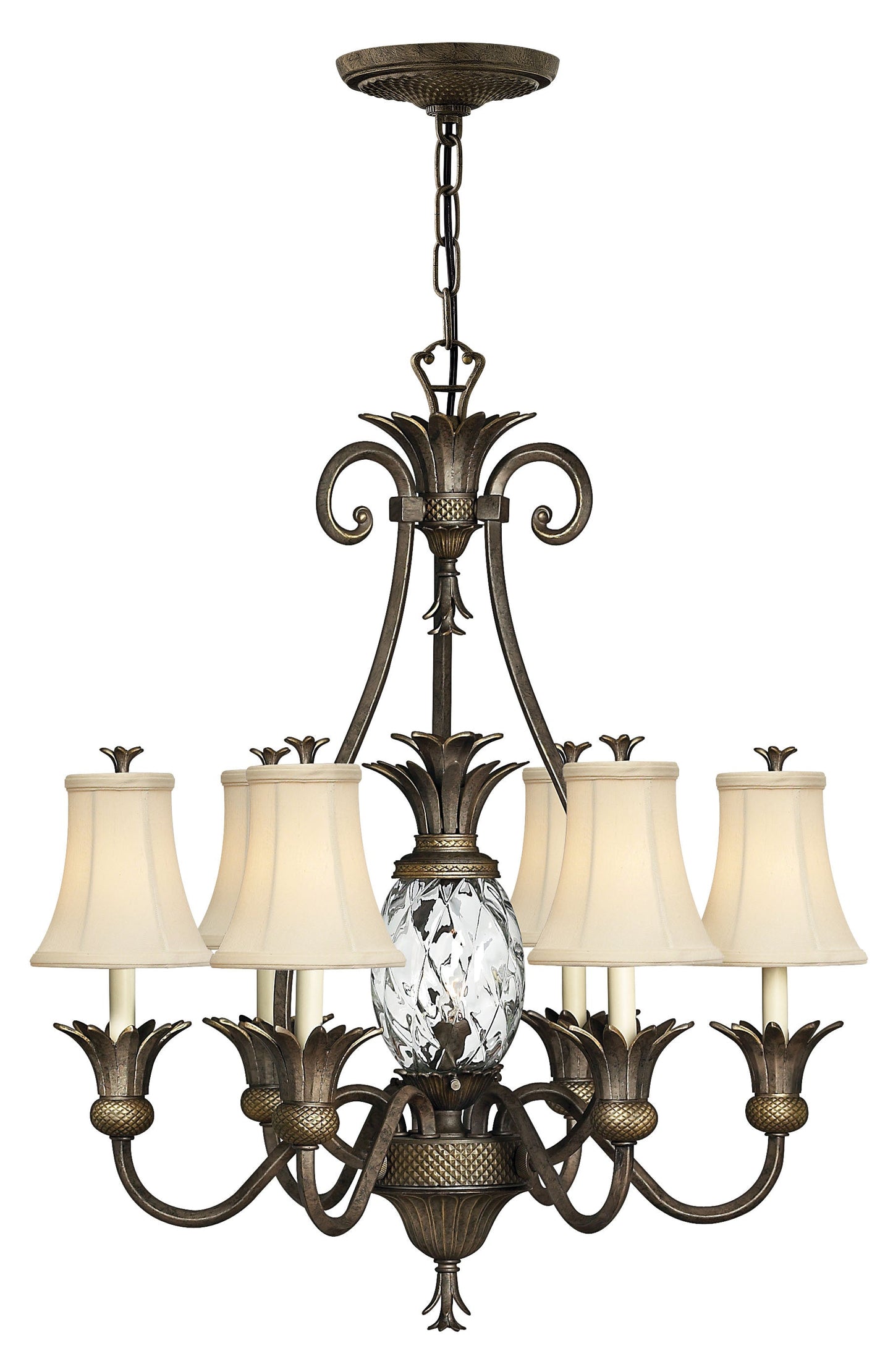Plantation Medium Single Tier Chandelier In Light Bronze Finish