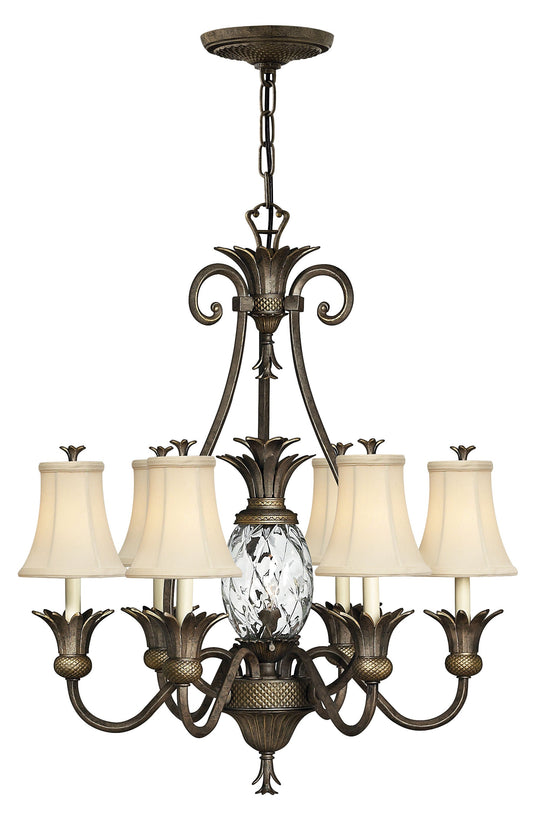 Plantation Medium Single Tier Chandelier In Light Bronze Finish