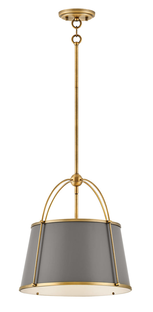 Clarke Large Drum Pendant In Dark Brass Finish