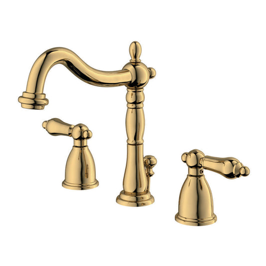 Heritage Widespread Bathroom Faucet in Polished Brass