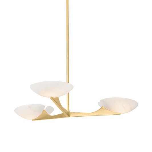 MALACHITE Chandelier In Vintage Gold Leaf Finish