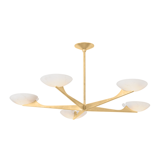 MALACHITE Chandelier In Vintage Gold Leaf Finish