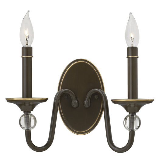 Eleanor Small Two Light Sconce In Light Bronze Finish