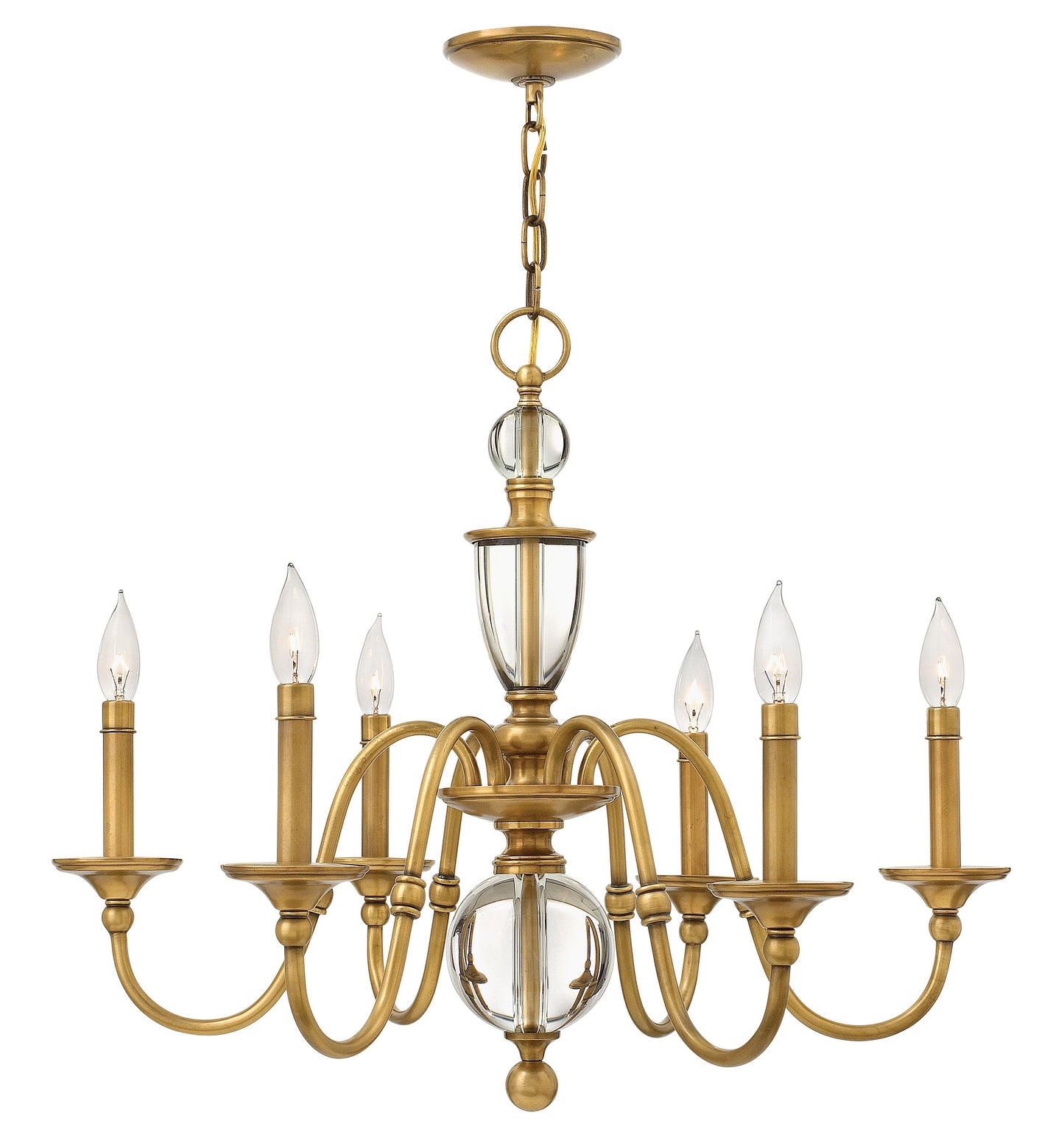 Eleanor Medium Single Tier Chandelier In Light Brass Finish