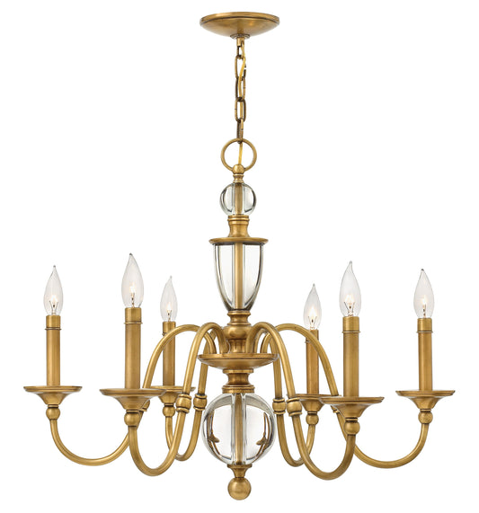 Eleanor Medium Single Tier Chandelier In Light Brass Finish