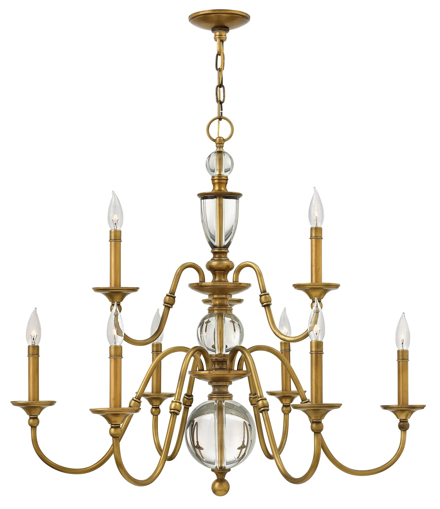 Eleanor Medium Two Tier Chandelier In Light Brass Finish
