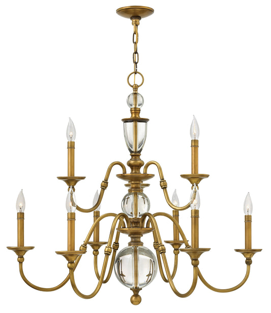 Eleanor Medium Two Tier Chandelier In Light Brass Finish