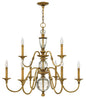 Eleanor Medium Two Tier Chandelier In Light Brass Finish