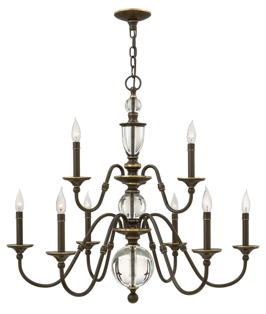 Eleanor Medium Two Tier Chandelier In Light Bronze Finish