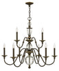 Eleanor Medium Two Tier Chandelier In Light Bronze Finish