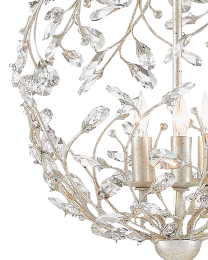 Crystal Bud Silver Orb Chandelier