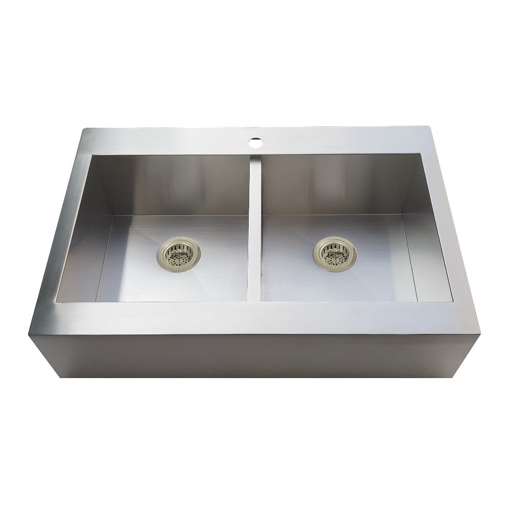 Edinburg 32.75 Inch Drop-In Kitchen Sink in Brushed Nickel