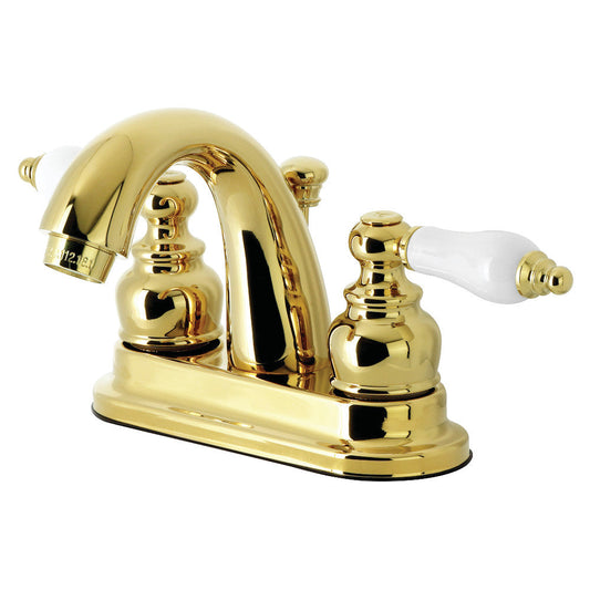 Restoration 4 Inch Centerset Bathroom Faucet in Polished Brass